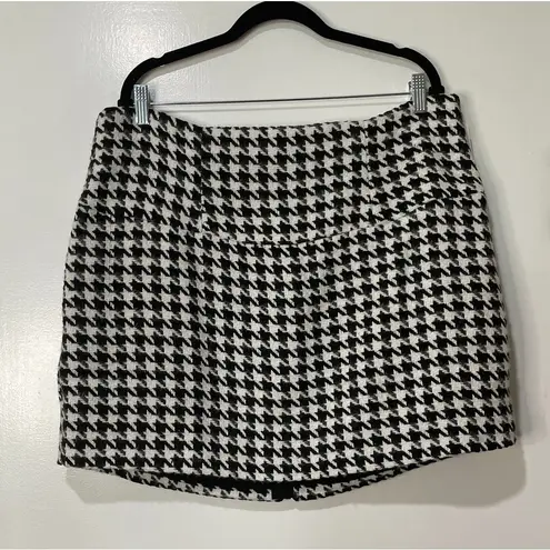 For Love & Lemons Bonnie Mini Skirt Black White Houndstooth Size 1X NWT