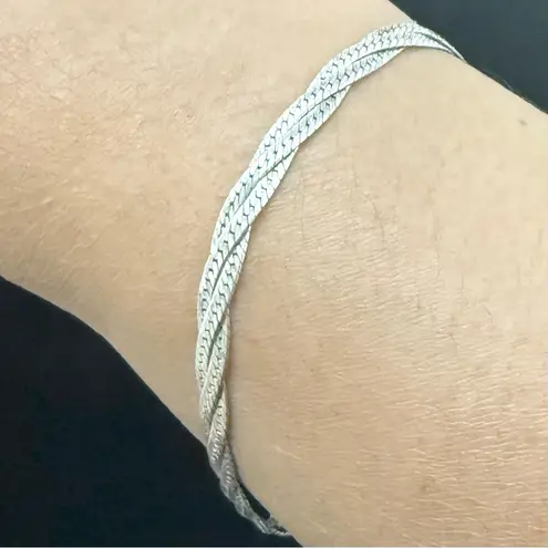 Vintage 925 Sterling Silver Braided Woven Snake Chain 7.25” Bracelet 4g.