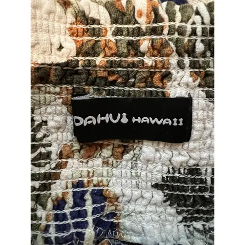 Dahui Hawaii Linen Pull On Pants Tropical Floral Wide Leg READ Size L