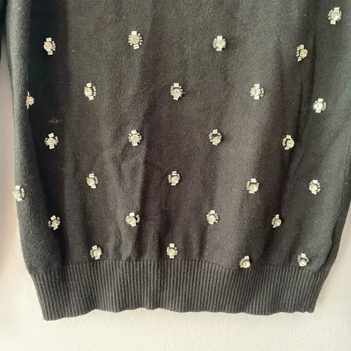 Boden Women's size 8 Black Beaded Sparkly Soft Pullover Sweater Glam Preppy