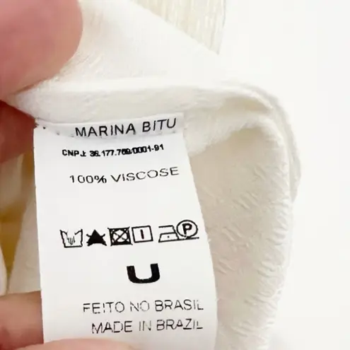 Marina Bitu White Fringe Kimono Jacket Long Button Front Size U =OS