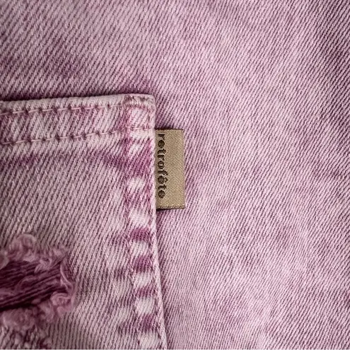 Retrofête Wendy Pink Tie-Dye Distressed Denim Mini Skirt L Coastal Cowgirl Y2K