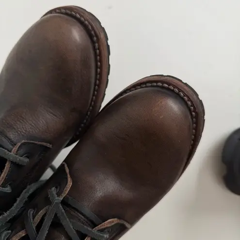 Freebird Cavalier Boots Combat Leather Lace Up Lugged Boho Western Brown Green Size 10