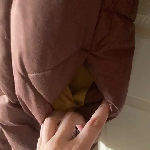 Vintage Duster Quilted Coat Long Down Jacket Toggle Mob Boss Mauve Size 8 1980s Purple