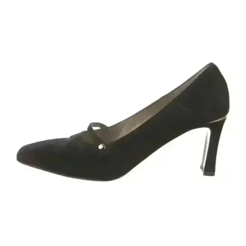 ST. JOHN Chiara Black Suede Mary Jane Square Toe Pumps US 8.5 AA Old Money