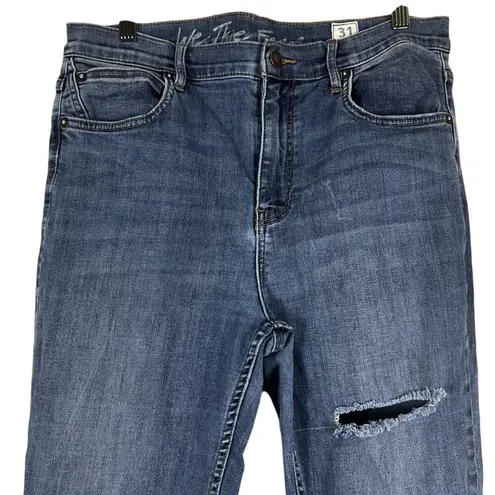 Free People  Sunny Skinny Jeans Womens 31 Medium Wash High Rise Distressed Y2K