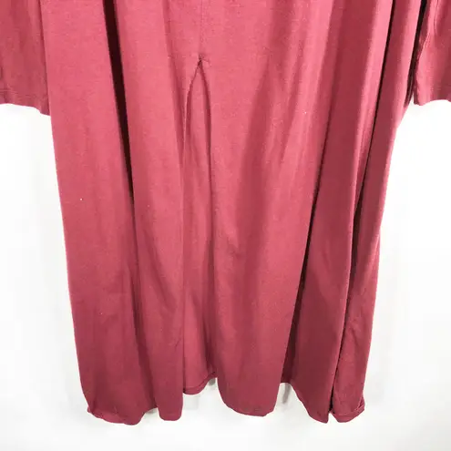 Roamans Plus Size 3X 30W 32W Dress Tunic Full Length Red Maroon Front Slit 508 Red