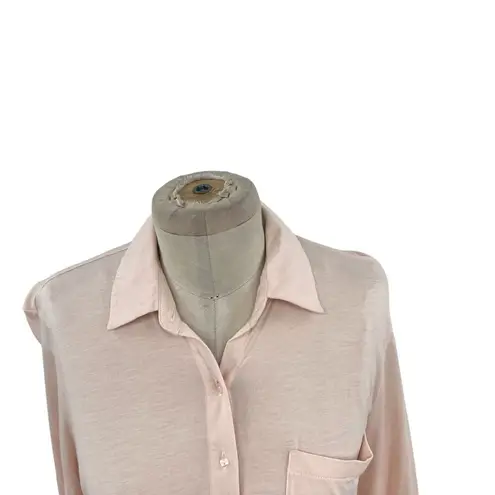 Cuyana Pima Cotton Shirt Button Down Long Sleeve Jersey Modal Pink Size Small
