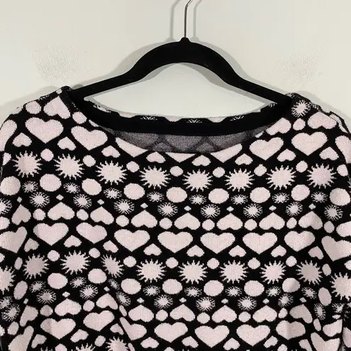 Maeve  by Anthropologie Black & White Heart Print Boat Neck Sweater Size XS