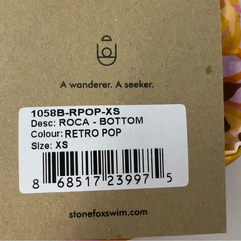 Stone Fox Swim Roca Bikini Bottom Retro Pop Cheeky Colorful Floral Sexy Size XS