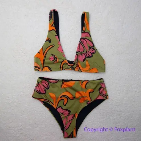 New! Set! Seea Brasilia Reversible Bikini Top and Bottom , Freya, size XS Green