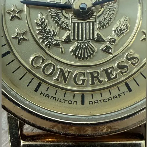 Hamilton U.S. Congress Super Rare Vintage Ladies Watch Congress Motif Dial Gold