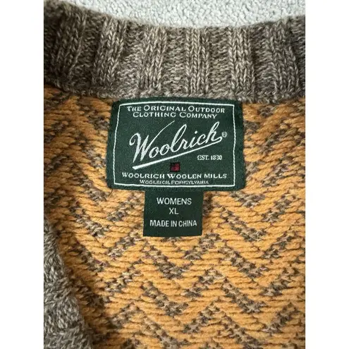 Woolrich  XL Herringbone Colorblock Lambswool Asymmetrical Button Sweater Vest