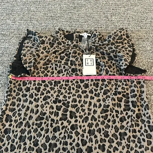 THML NWT Ruffle Sleeve Knit Leopard Print Top Sz M