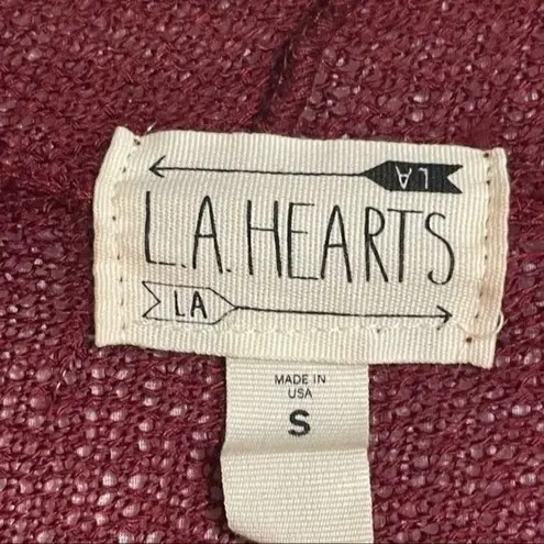 LA Hearts  Open Cardigan Burgundy with Fringe Small