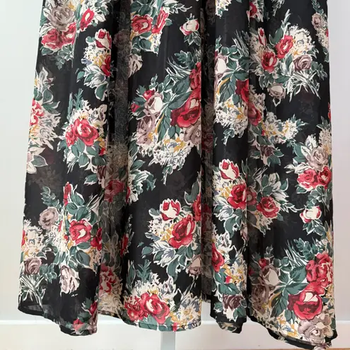 Unique Vintage Black Floral Maxi Dress Flutter Sleeve sz 3X Cottage Witchy