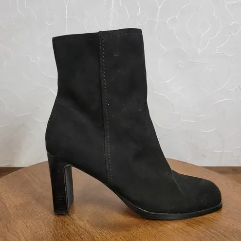 Markon Zollan Womens Ankle Boots Size 9M Black Suede Side Zip Square Toe