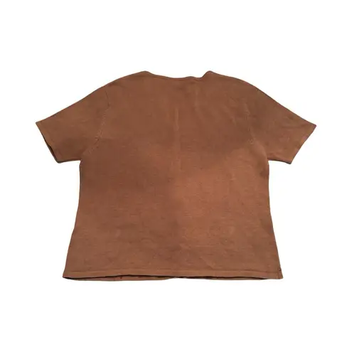 Kathie Lee Collection Vtg Womens S Embroidered Brown Short Sleeve Fall Cardigan