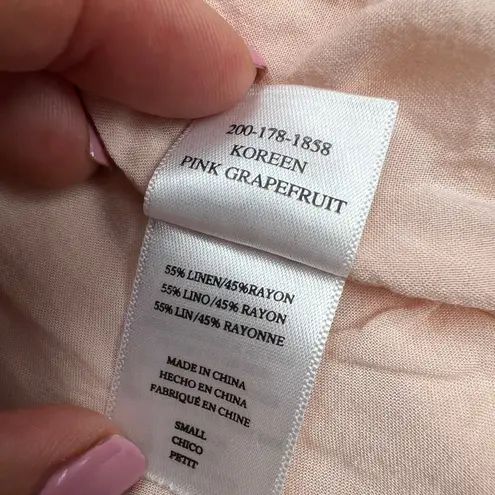 Rails Koreen Wrap Dress Ruffle Flutter Pink Grapefruit Print Linen Blend Size S