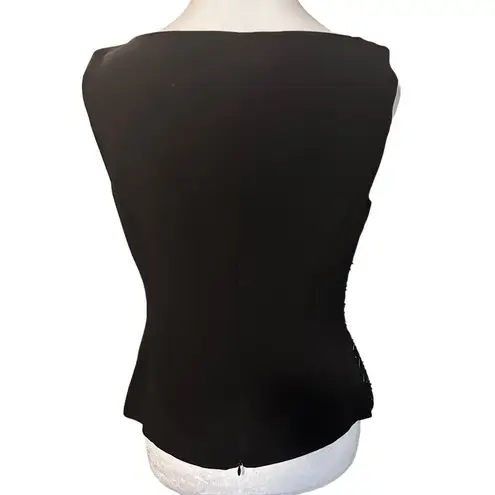 Ella Donna by Ann Taylor Black & White Beaded Sleeveless Blouse 42 Euro Formal
