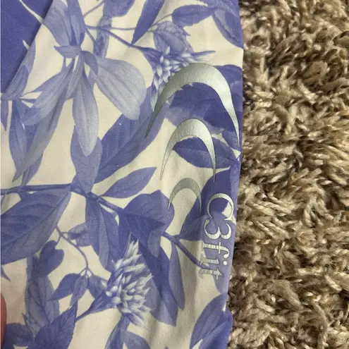 C3fit Compression Tights Sz L Purple White Floral Made In Japan Size L