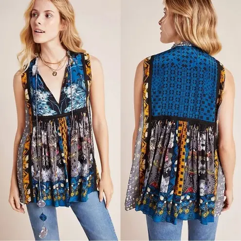Anthropologie  Bhanuni by Jyoti Larkin Lace Blouse Tunic Sleeveless Multicolor S