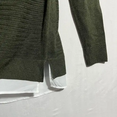 Hilary Radley Sweater Women Small Green Viscose Knit Long Sleeve V-Neck Pullover