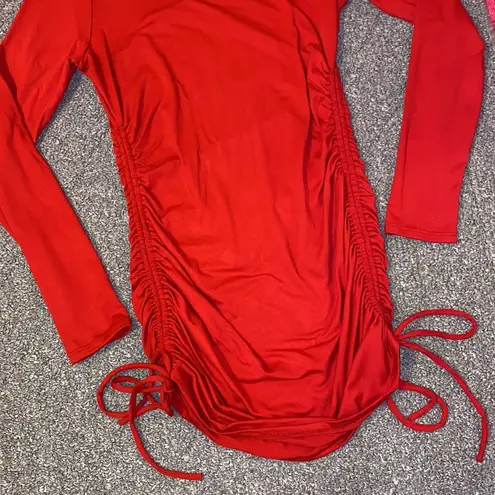 Persaya COPY -  Red Long Sleeve Ruched Dress