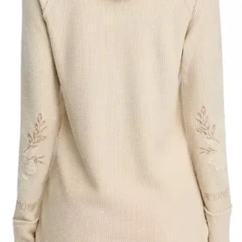 Johnny Was metallic threaded embroidered thermal waffle hoodie NWT