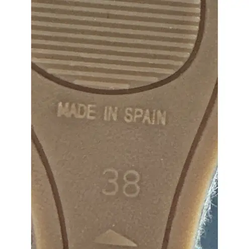 TONI PONS Women's 'Lugano' Espadrille Wedge Sandal Size 38 US 7.5 Canvas Raffia Gray