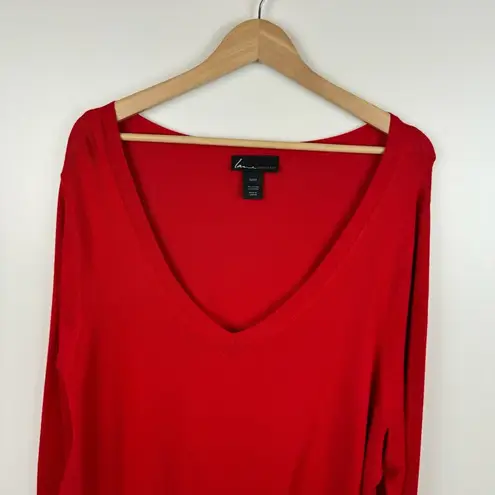 Lane Bryant  Womens Red V-Neck Pullover Sweater Sz 22/24 Holiday Christmas Winter