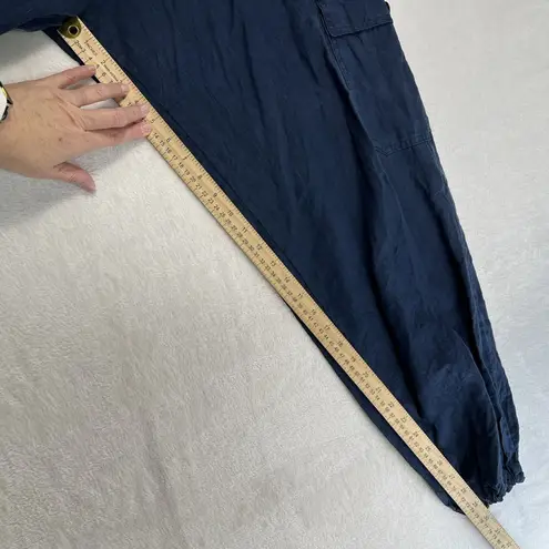 Bryn Walker M Medium Pants Linen Navy Cargo Jogger Lagenlook Baggy Wide Leg Boho