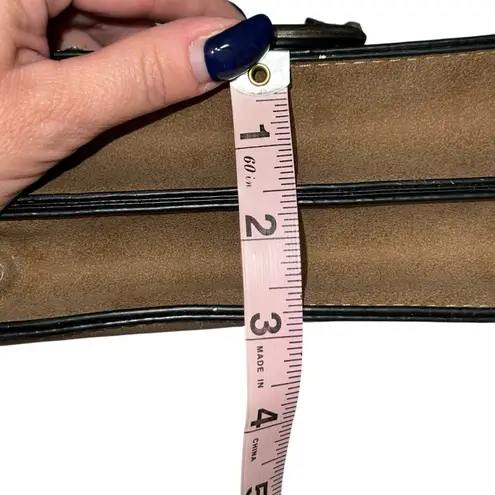 Unbranded Faux Suede Shoulder Bag Rhinestone Pearl Detail Chain Strap Brown Boho