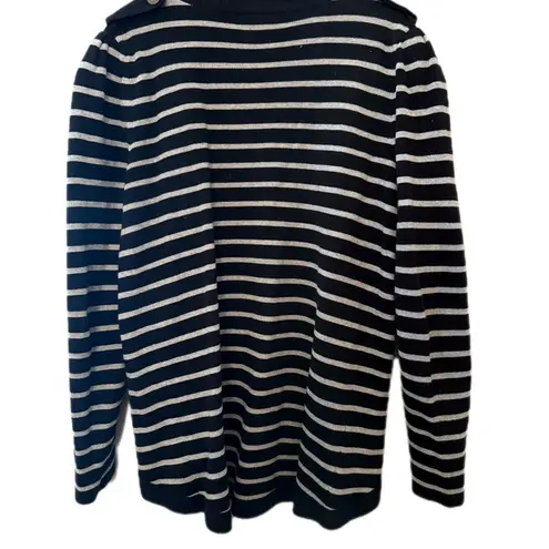 Juicy Couture  Black and Grey Striped Sweater with Military Details