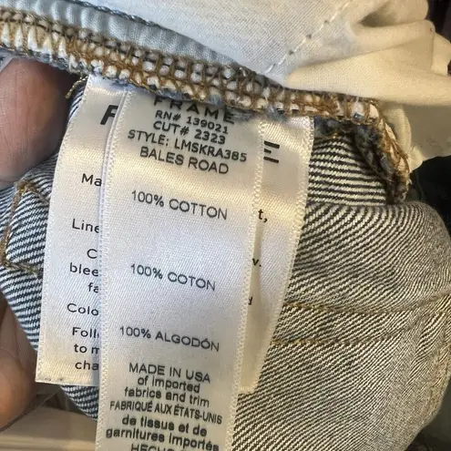 Frame Bales Road Denim Mini Skirt Y2K Distressed Hem Size 27 Grunge Bohemian