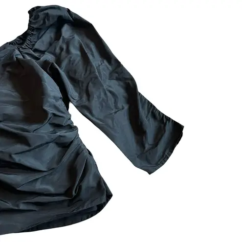 Something Navy Black Ruched Puff Sleeve Shirt Top 3/4 Sleeve Blouse Size XXL 2XL