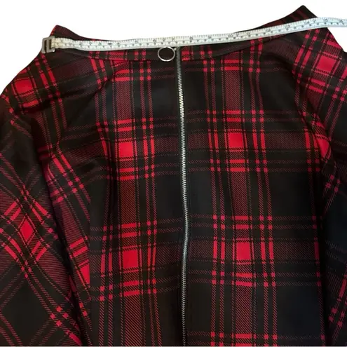 Hot Topic  Black & Red Plaid O-Ring Skater Skirt Large