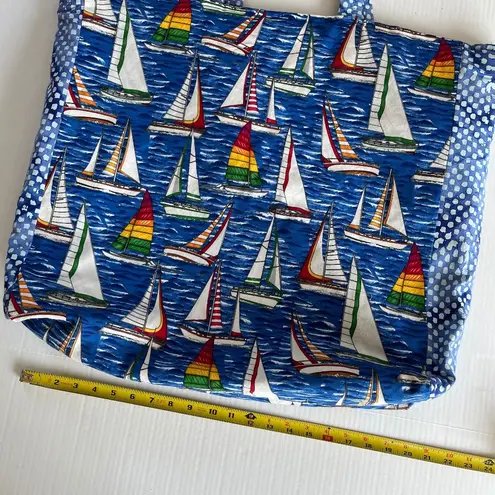 Handmade Tote Eco Friendly Reusable Colorful Sailboat Grocery Beach Bag Large