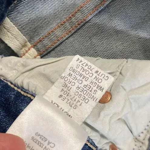 MOTHER THE INSIDER CROP STEP CHEW WASH DANCING ON COALS Hi Rise Kick Flare Ankle Blue Size 25