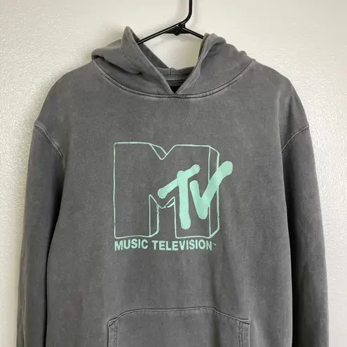 Revolve Rollas X MTV Hoodie Sweatshirt Small Washed Gray Graphic French Terry
