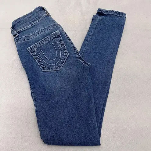 True Religion Women's Halle Big T BIG T Mid Rise Skinny Jean Sz 25 Blue Denim