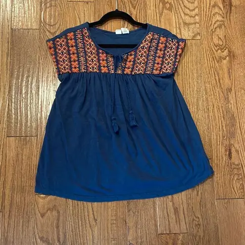 Artisan NY embroidered beaded boho blouse M