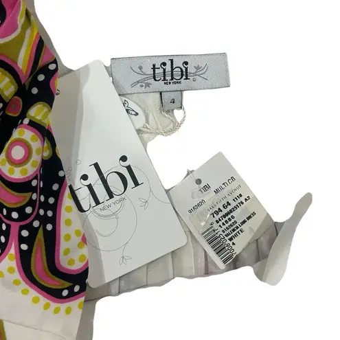 Tibi Valencia Silk Maxi Long Dress Sleeveless White Pink Black Multicolor Size 4