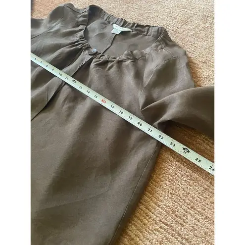 Allison Taylor 100% Linen Brown Button Front Jacket Top Women’s Size L