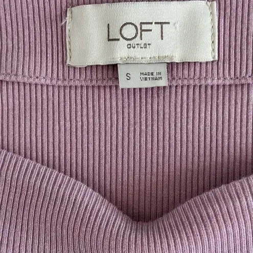 Loft Outlet Ribbed Soft Pink Boat Neck 3/4 Sleeve Top Sz Small