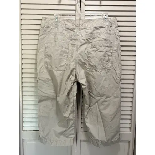 Riders By Lee Lee Riders Khaki Tan Cargo Capri Pants Size 16 High Rise Pockets Zip Logo