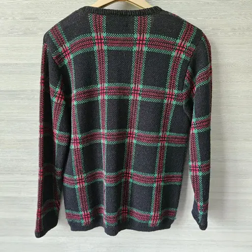 Pendleton Womens Plaid Wool Cardigan Sweater Sz Petite S Double-Breasted USA Vtg