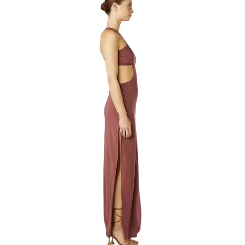 MISA Los Angeles Lyra Cut Out Jersey Knit Maxi Dress Cocoa Brown Size S NWT