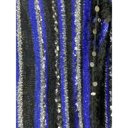 Ruby Rd . Women's Party Animal Blue Black Knitted Cardigan