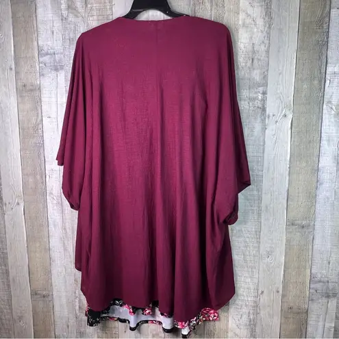 Love Squared (with flaw)Size 3X Maroon Floral Sleeveless Jewel Neck Sheat…